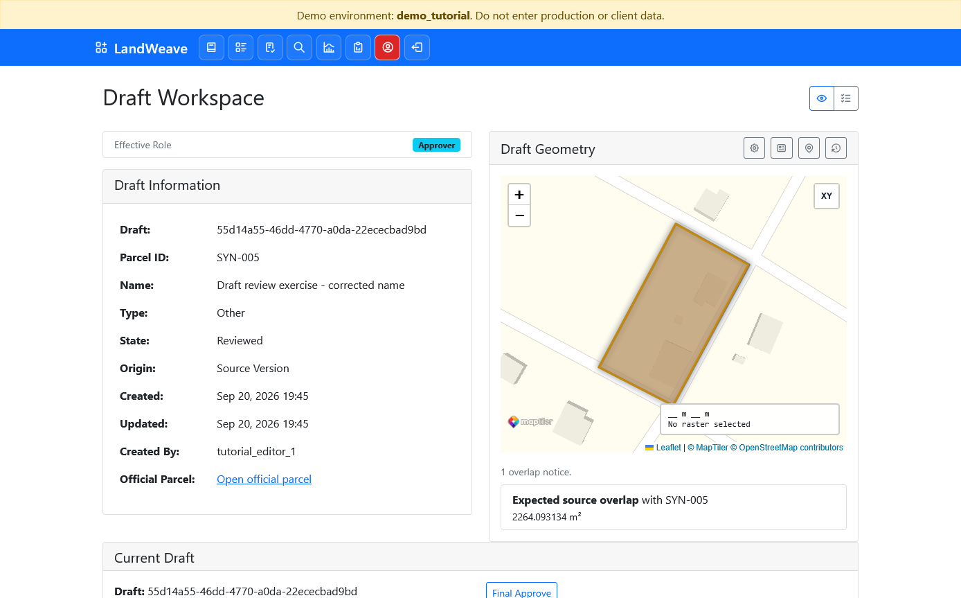 Approver preparing final approval