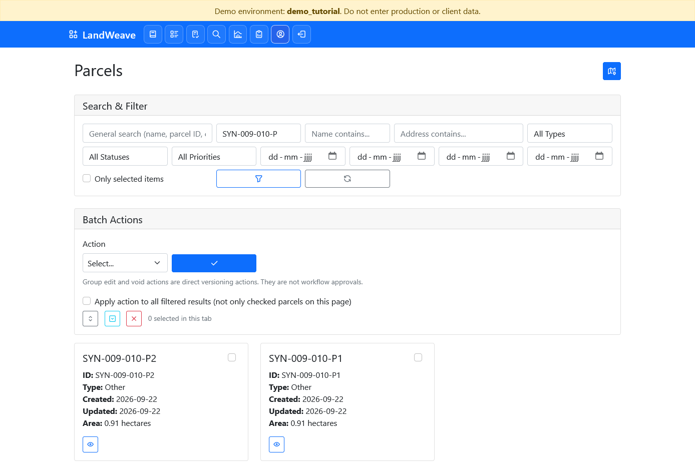 Viewer confirming both official split parcels